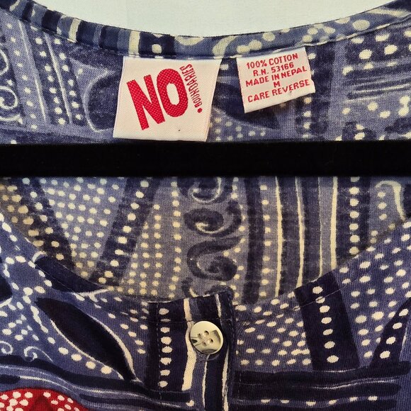 90's No Boundaries Button Up Teacher Dress, Size Medium, Red/blue/orange - Picture 4 of 9